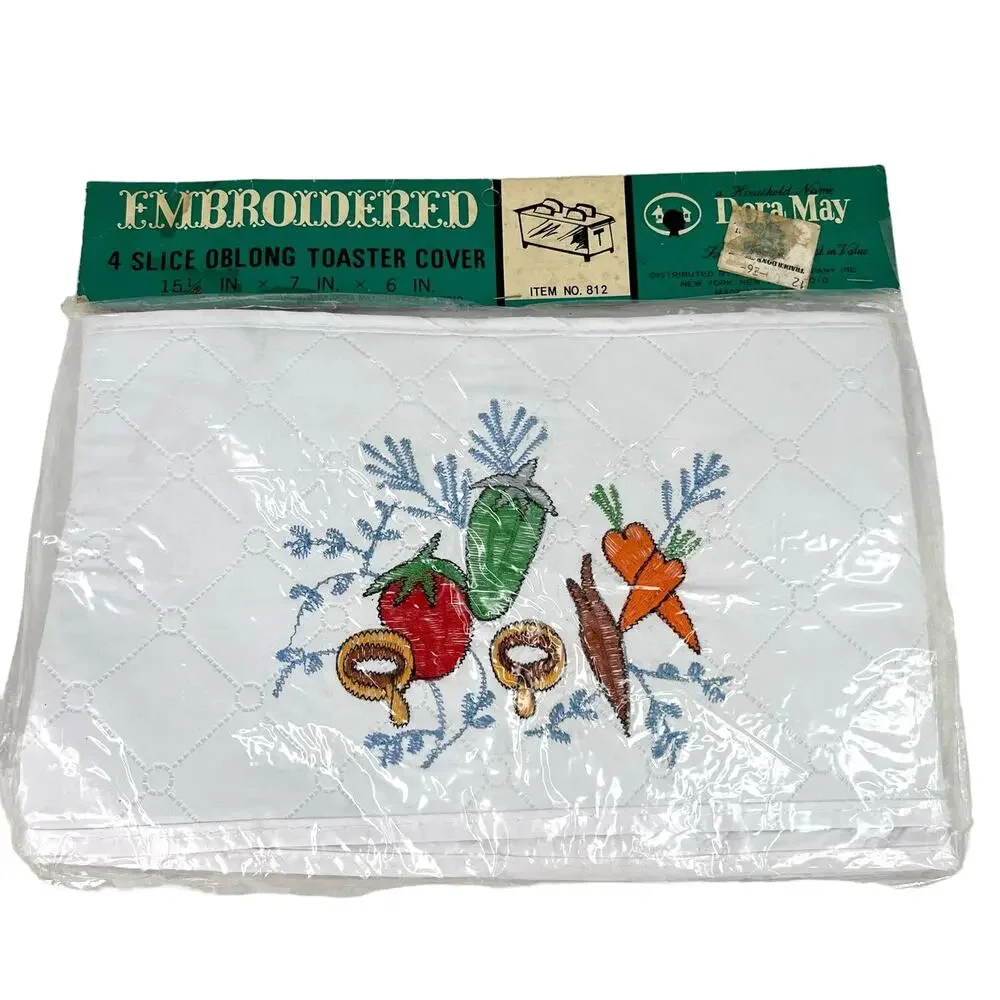 Dora May Vtg 4 Slice Oblong Toaster Cover Quilted Embroidered Vegetables New